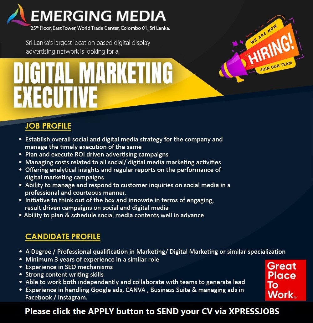 Digital Marketing Executive - Emerging Media | XpressJobs