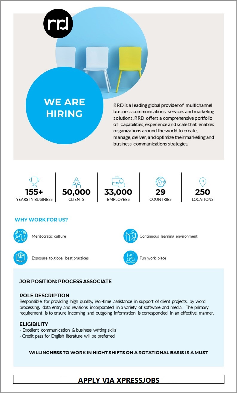 Process Associate RR Donnelley Outsource (Pvt) Ltd XpressJobs