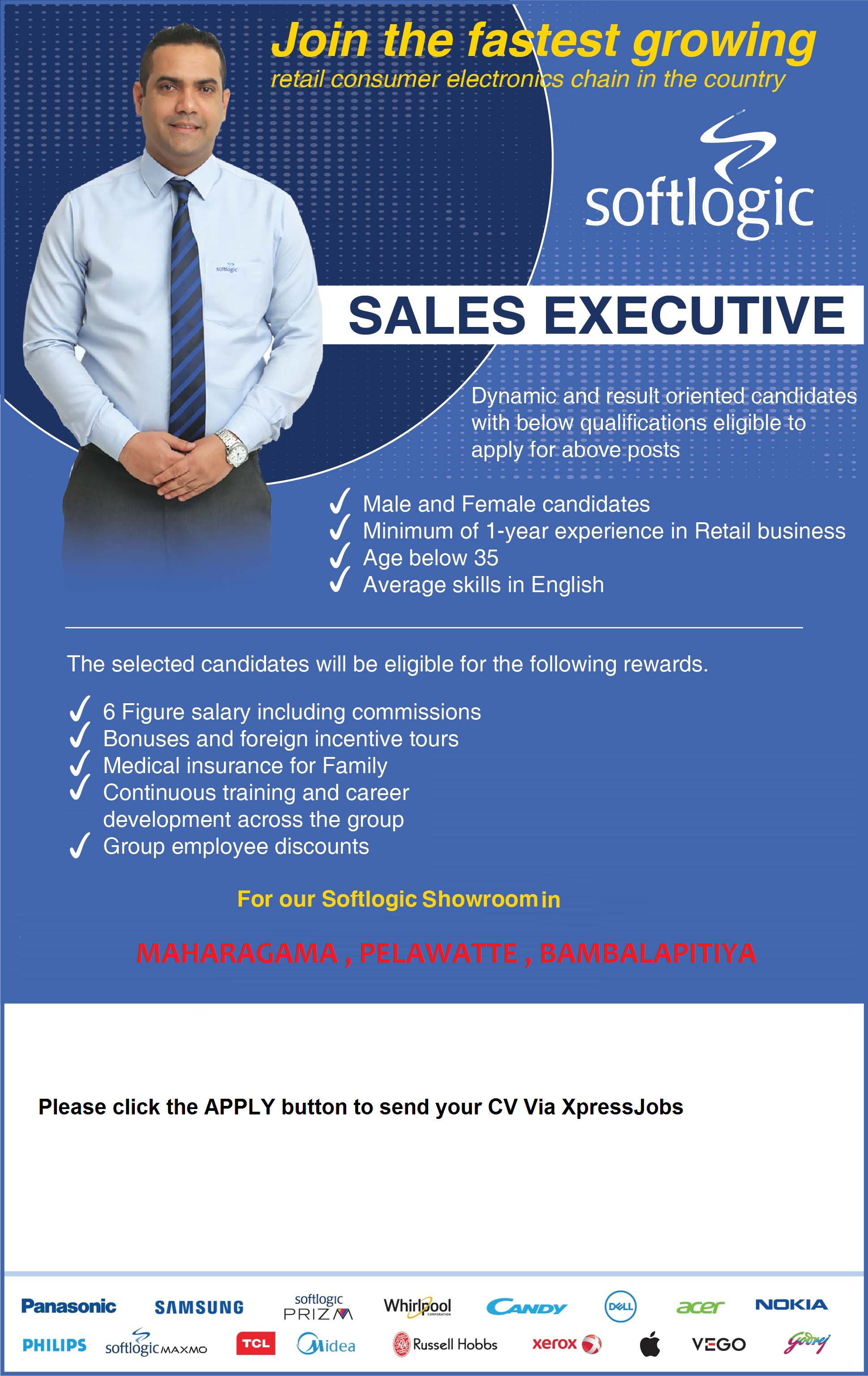 Sales Executive - Softlogic Retail (Pvt) Ltd | XpressJobs