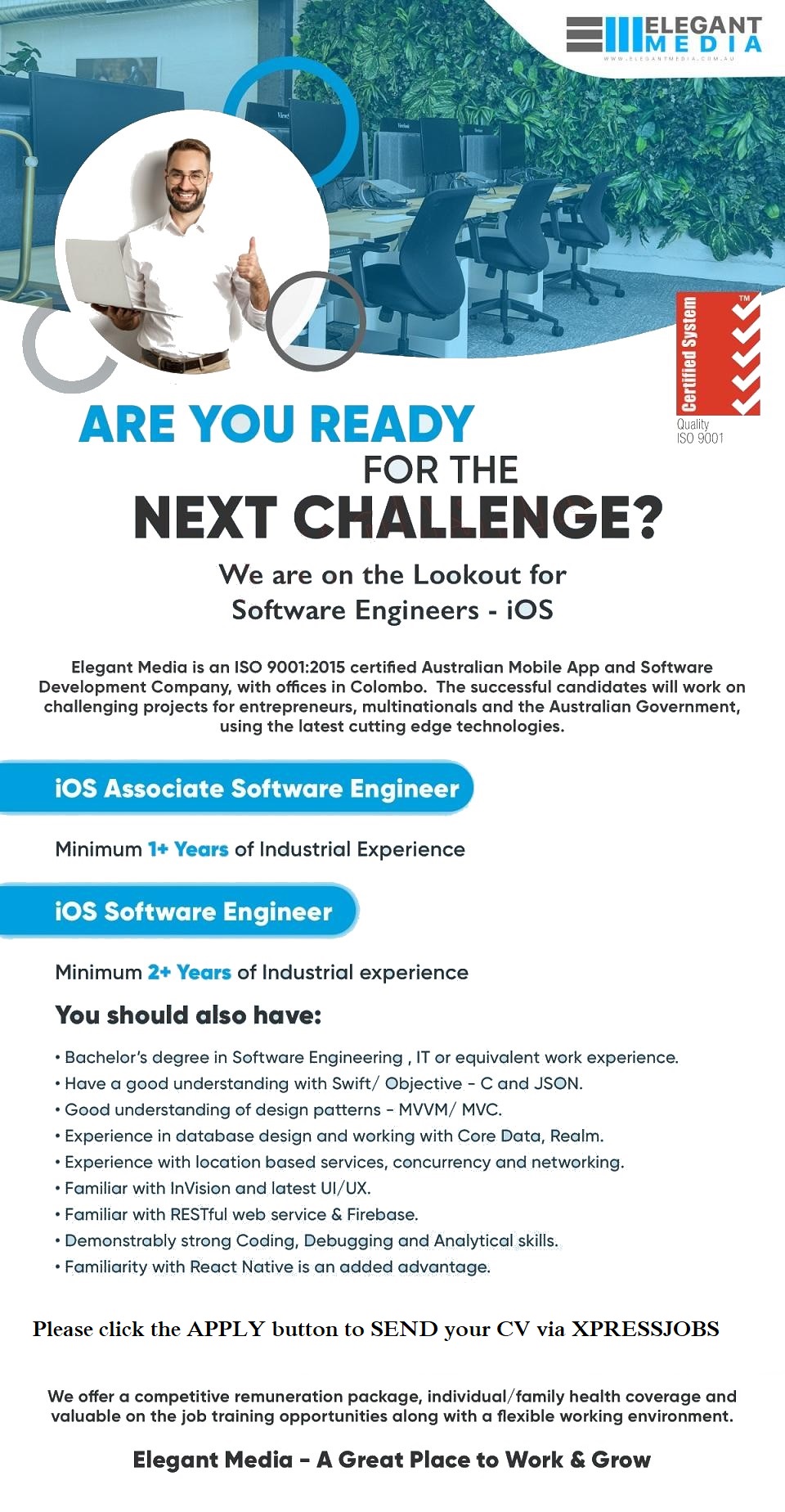 Software Engineers - Ios - Elegant Media (Pvt) Ltd | Xpressjobs