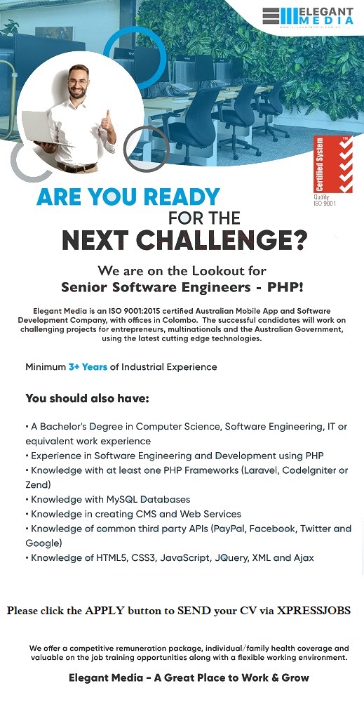 Senior Software Engineers - Php - Elegant Media (Pvt) Ltd | Xpressjobs