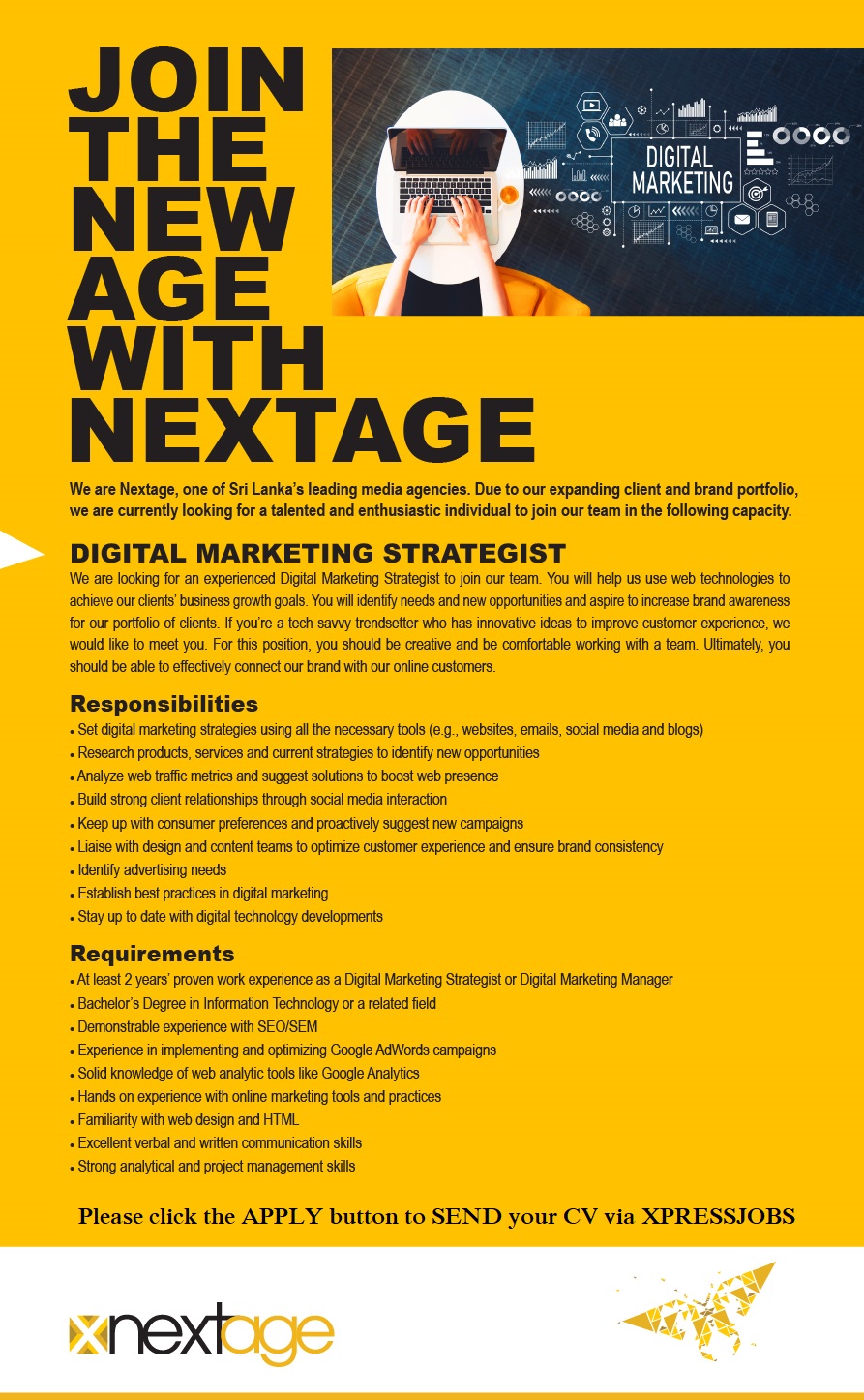 Digital Marketing Strategist - Nextage Pvt Ltd | XpressJobs